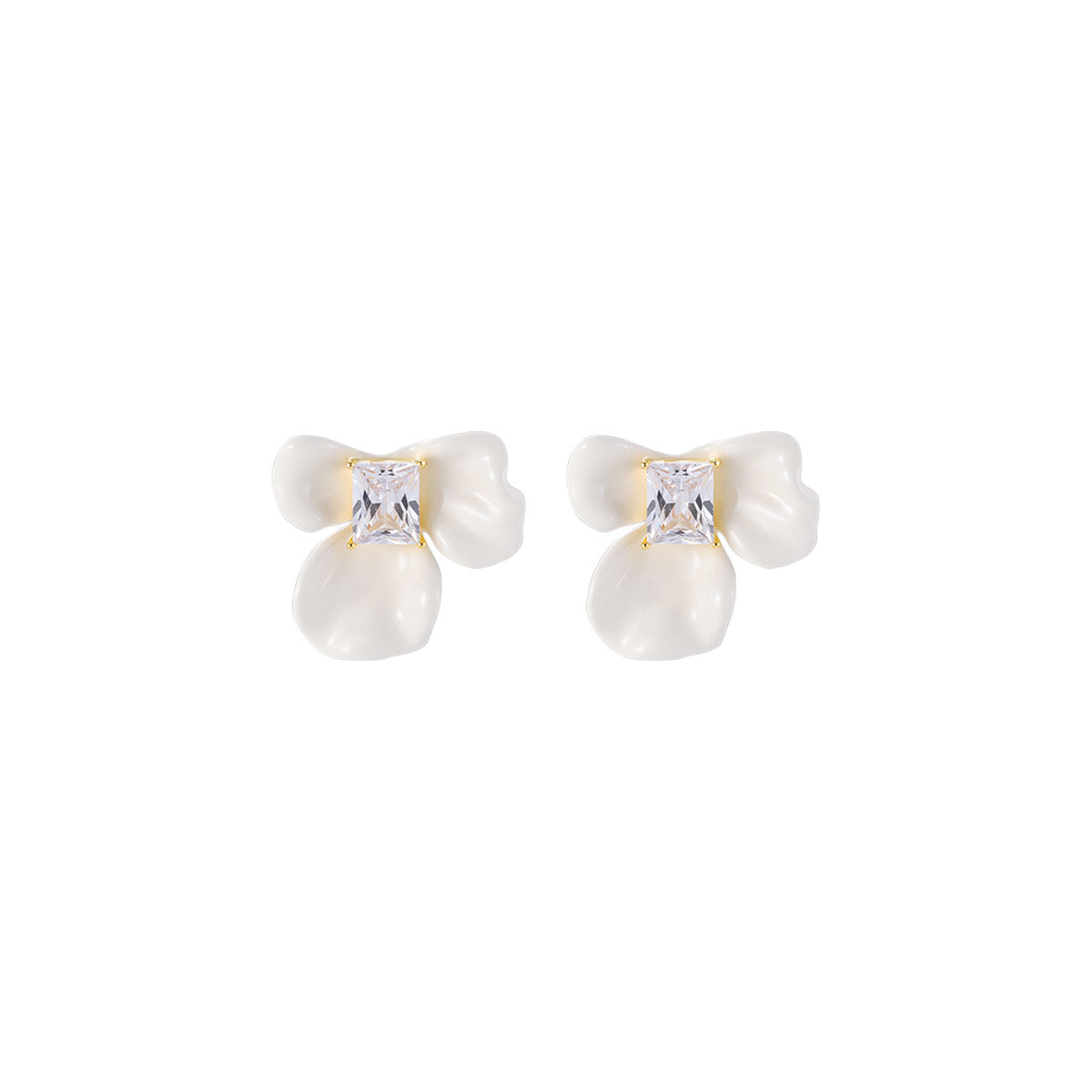 Caresse Crown Opaline White Earrings-0