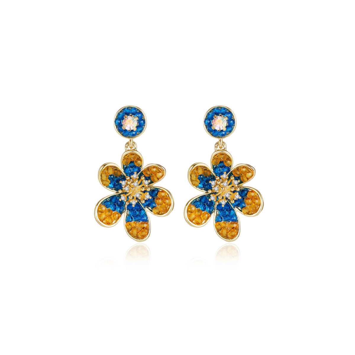 Lady Charlotte Drop Blue Earrings-0