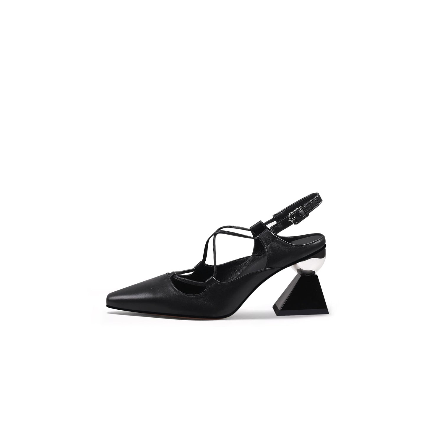 Multi-Strap Pointed Toe Block Heels-0