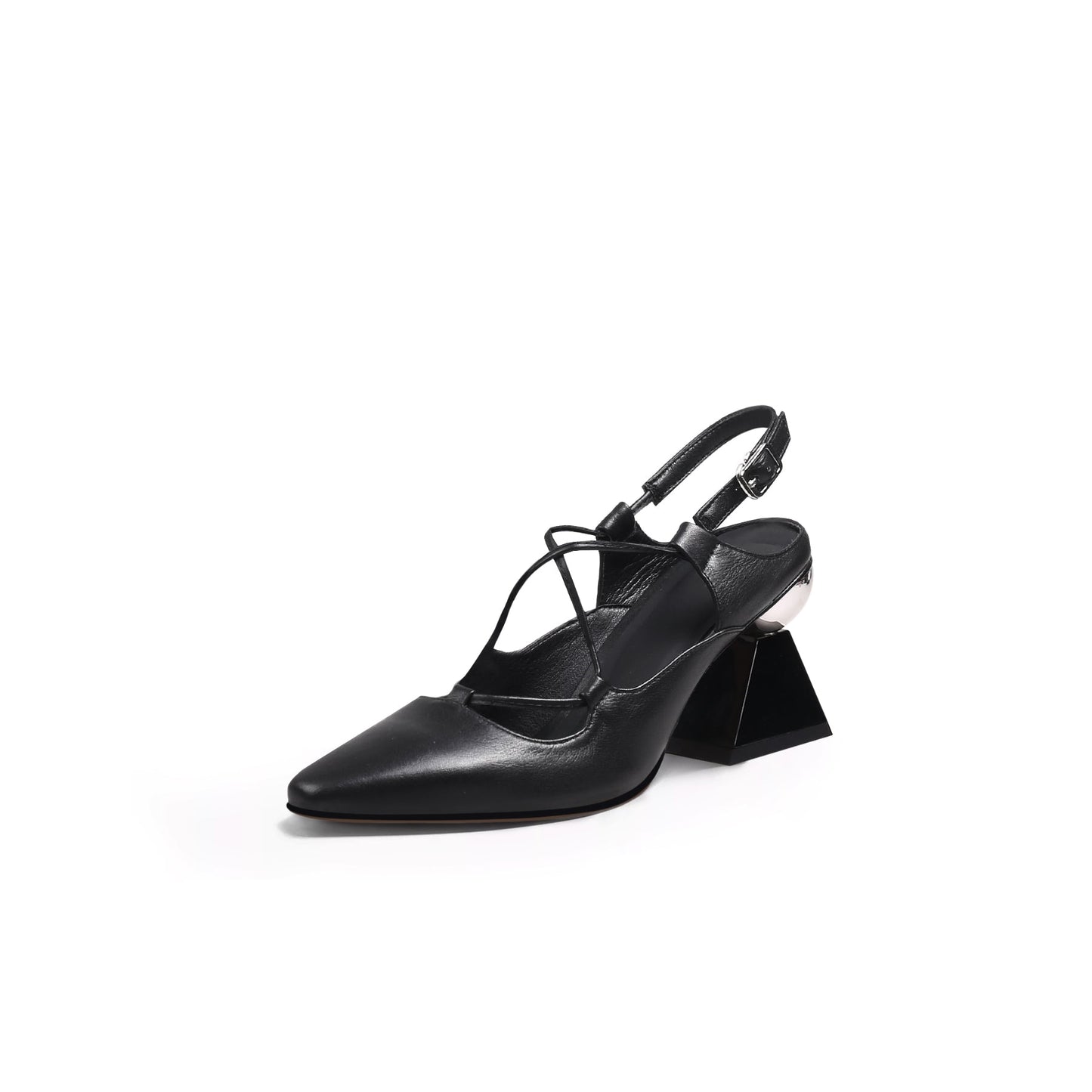 Multi-Strap Pointed Toe Block Heels-1