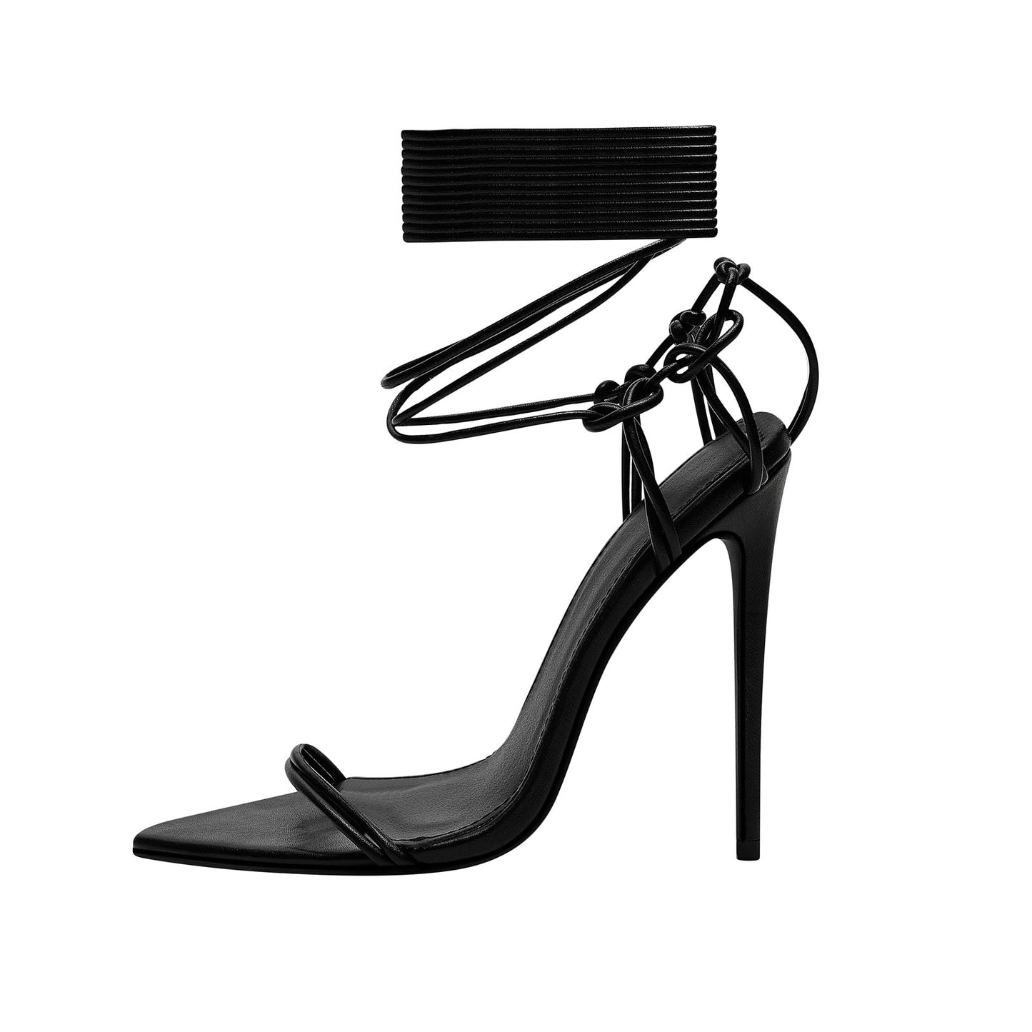 Sexy Skinny Strap Black Stiletto Sandals-1