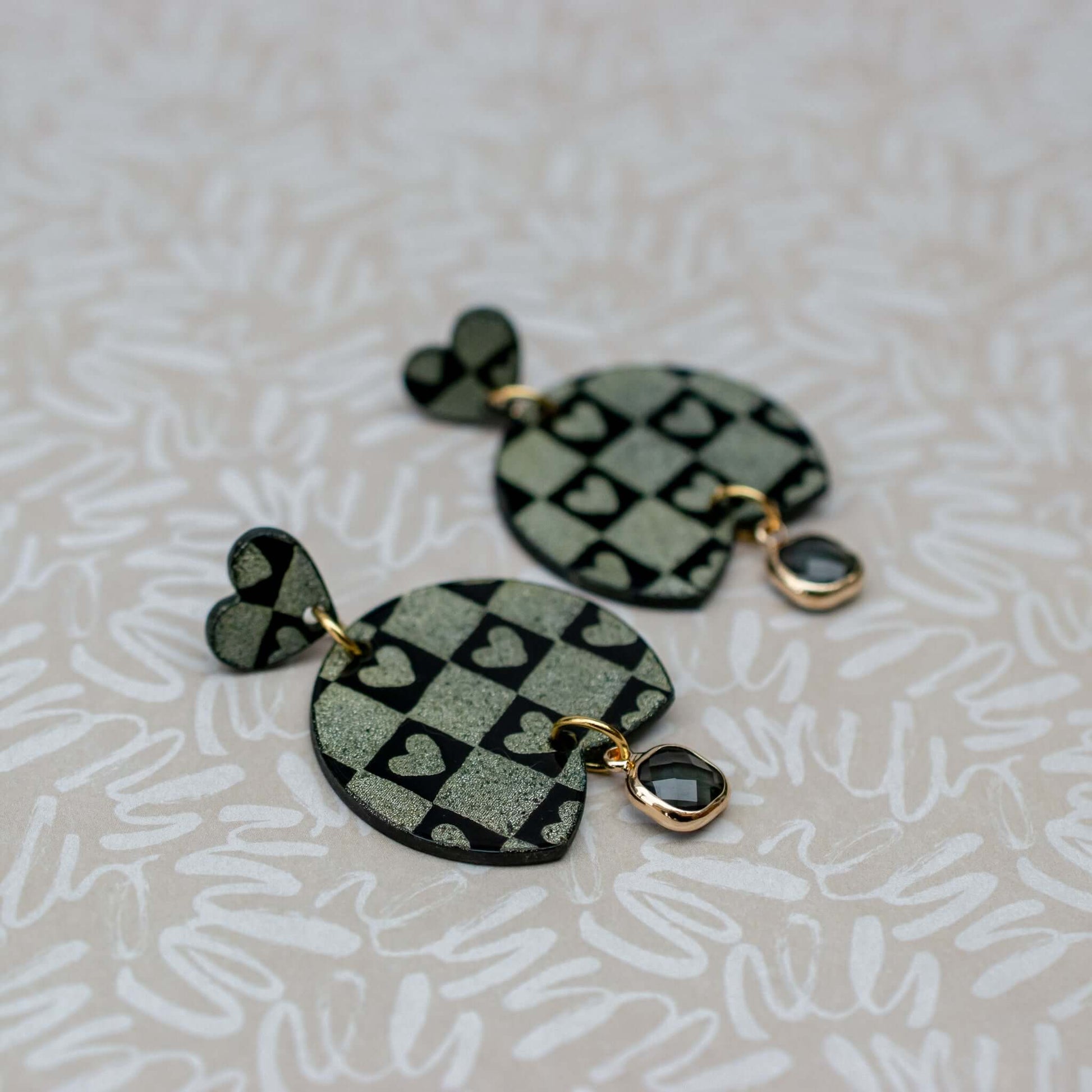VALENTIJN - Retro Love oorbellen met glas hanger-2