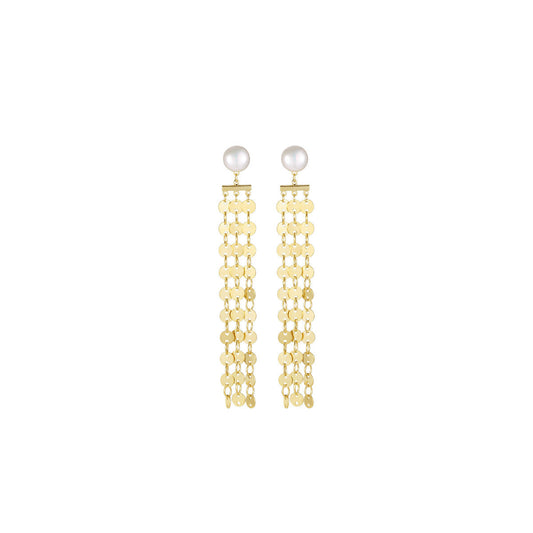 Chainmail Chandelier Gold Earrings-0