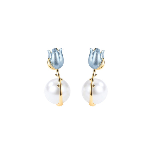 Turquoise Tulip Blue Earrings-0