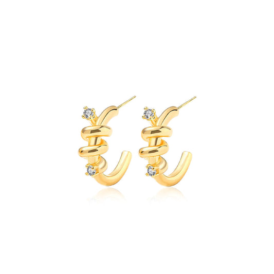 Endless Twist Stud Gold Earrings-0