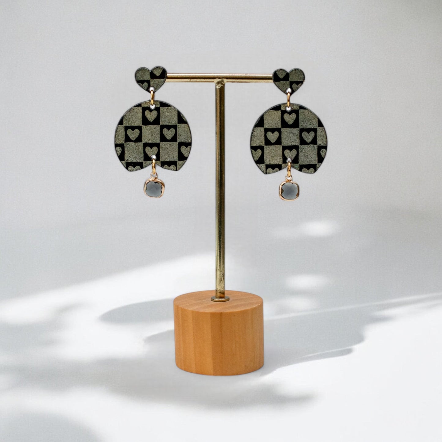 VALENTIJN - Retro Love oorbellen met glas hanger-0