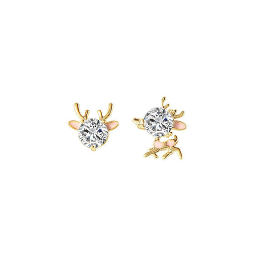 Christmas Antlers Elk Gold Earrings-0