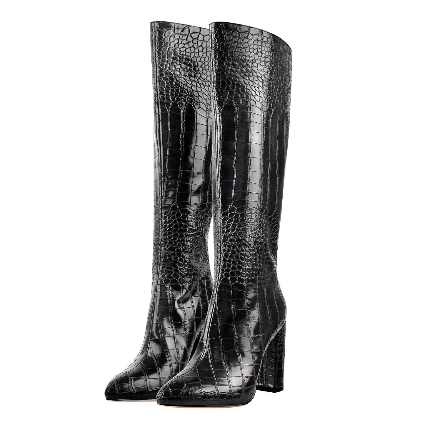 London Girl Faux Leather Everyday Knee High Boots-1