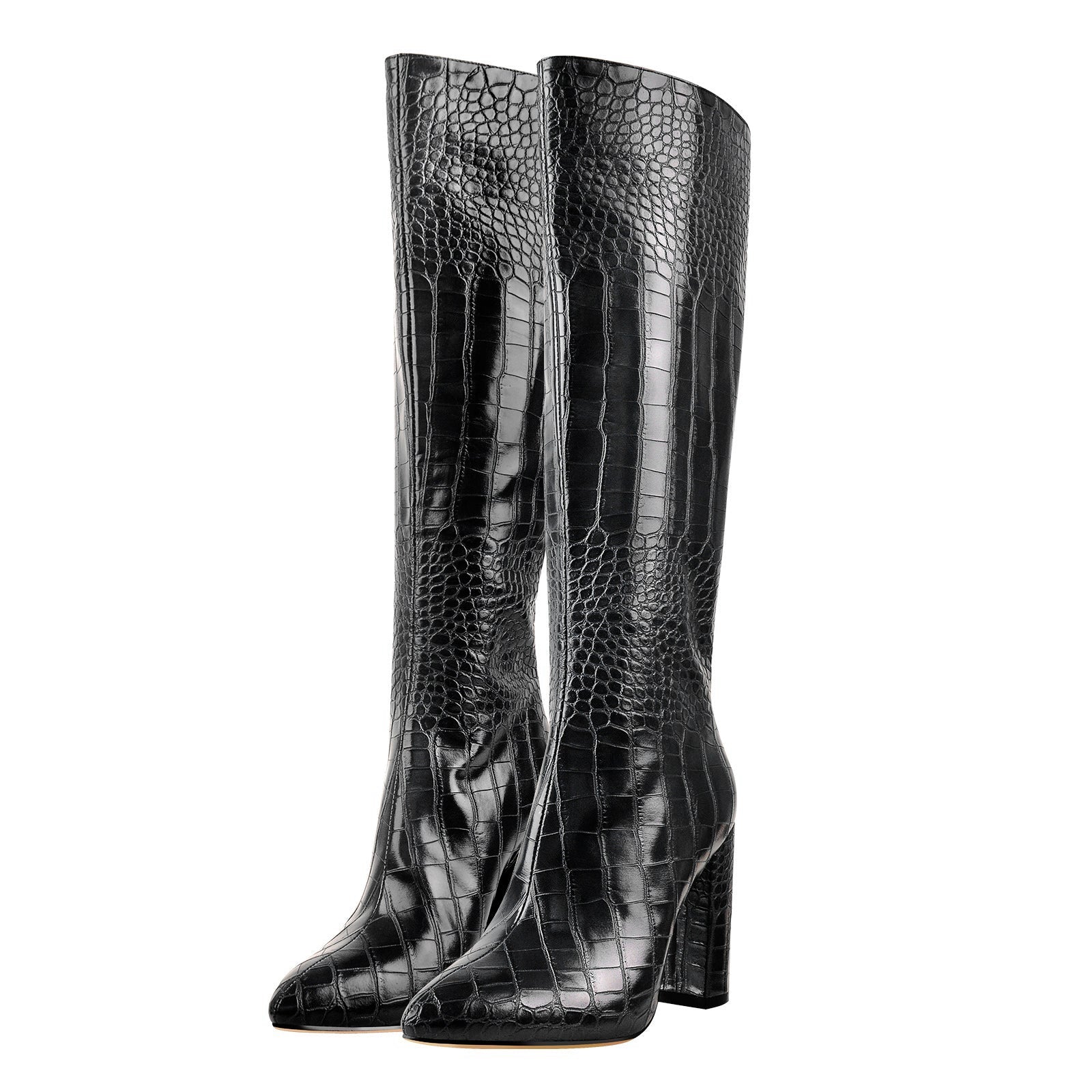 London Girl Faux Leather Everyday Knee High Boots-1