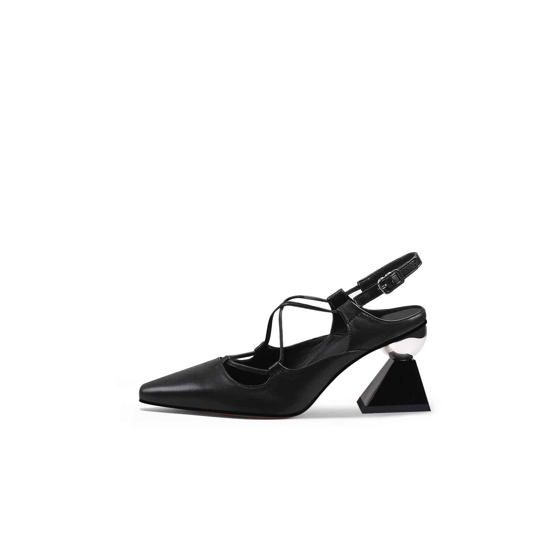 Multi-Strap Pointed Toe Block Heels-0