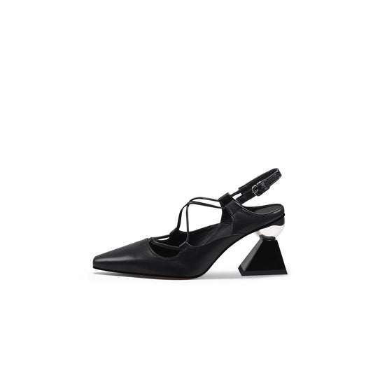 Multi-Strap Pointed Toe Block Heels-0