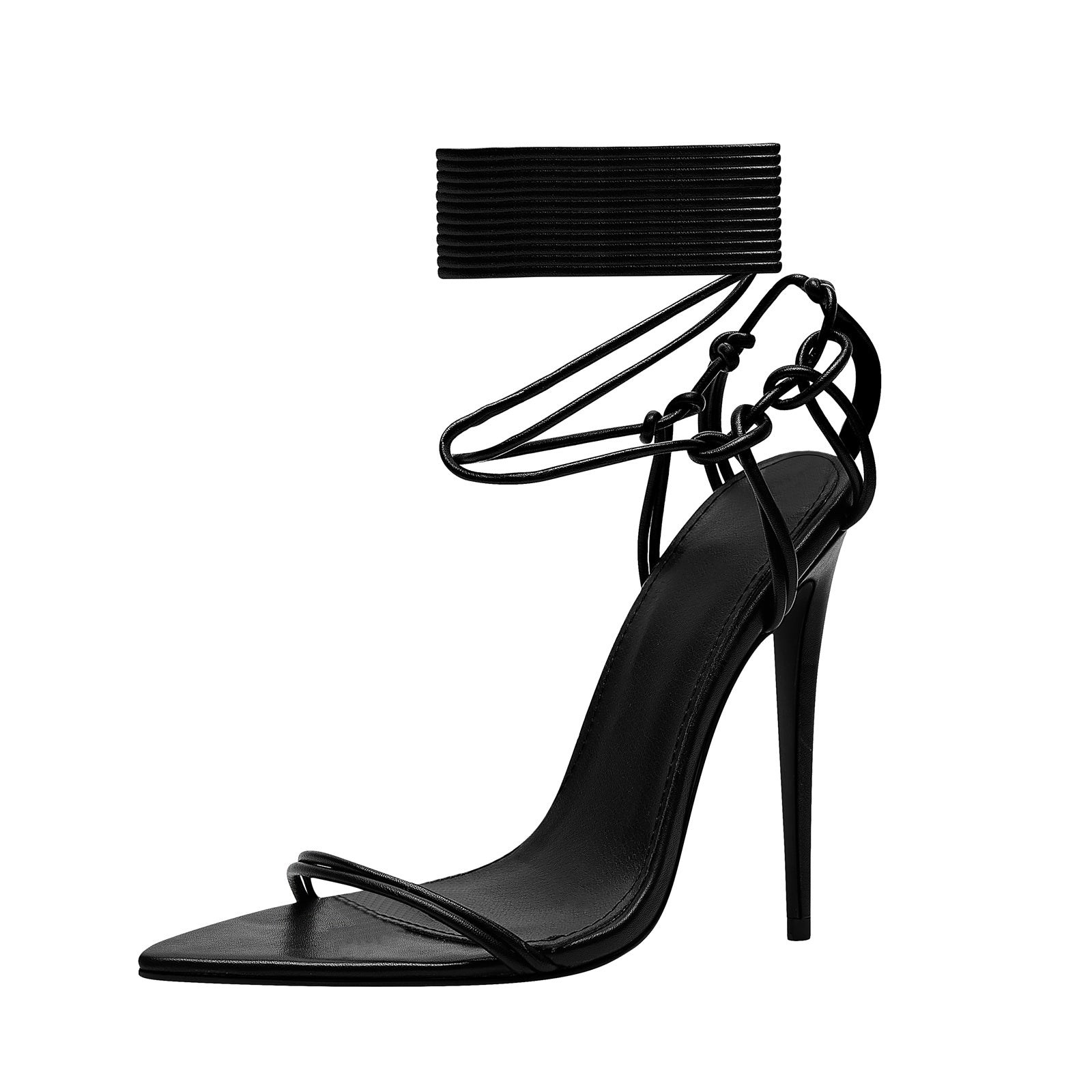 Sexy Skinny Strap Black Stiletto Sandals-2