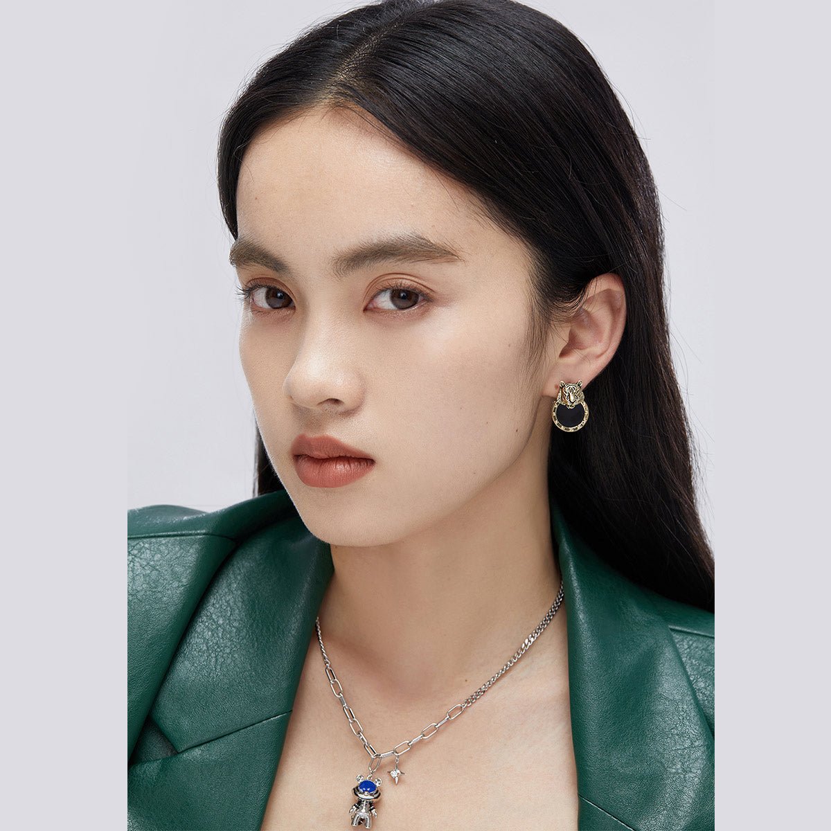 Tiger Head Gold Earrings-2