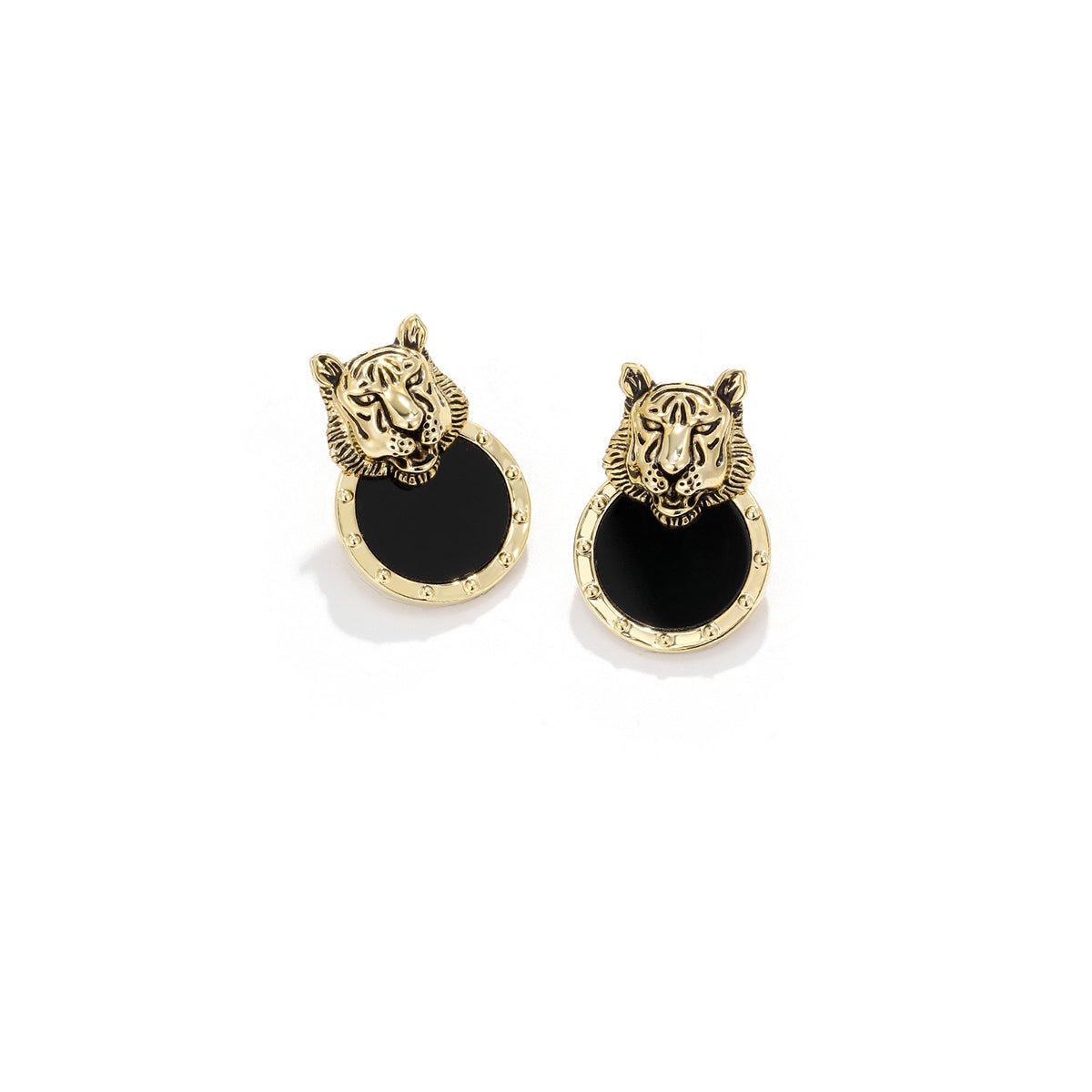 Tiger Head Gold Earrings-1